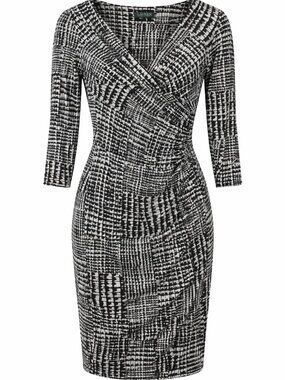 Lauren Ralph Lauren Faux Wrap Dress Size 4 V Neck Side Ruched Stretch Midi Dress